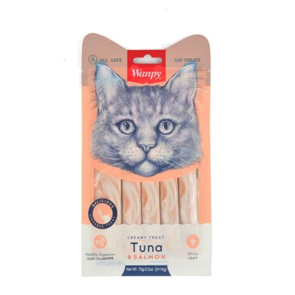 Wanpy Ton Balığı ve Somonlu Sıvı Kedi Ödül Maması 5x14 Gr