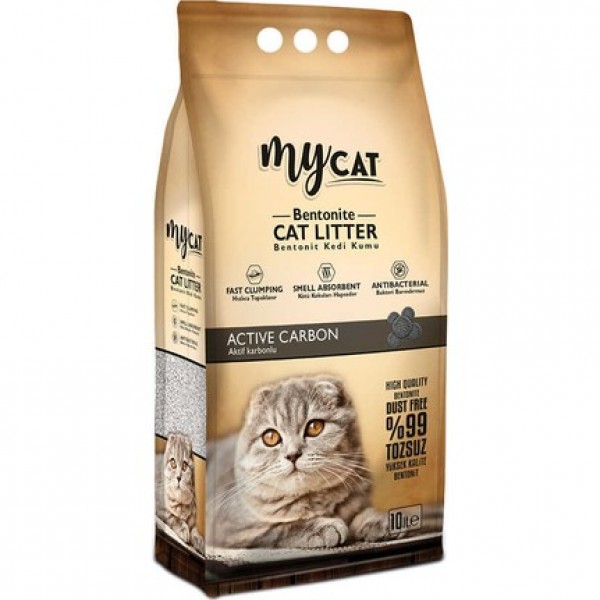 Mycat (10 LT) Bentonit Kedi Kumu Aktif Carbon ( Kalın Tane )